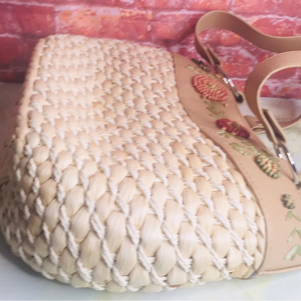 Vintage Avon Floral Beaded Straw Shoulder Bag - Picture 7 of 11